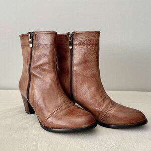 Bella Siba Taupe Leather Ankle Boots - Made in Italy